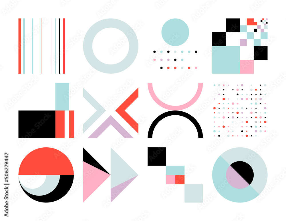 Poster modern vector graphics collection of various geometric shapes and abstract forms
