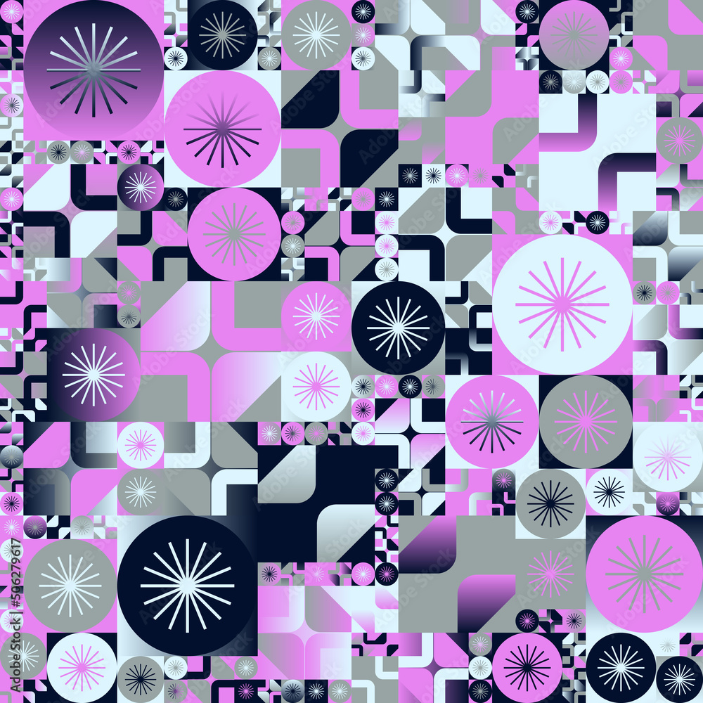 Poster brutalist art inspired vector pattern graphics made with bold abstract geometric shapes