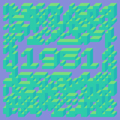 1951 Implementation of Edward Zajec “Il Cubo” from 1971. Essentially a Truchet tile set of 8 tiles and rules for placement art illustration