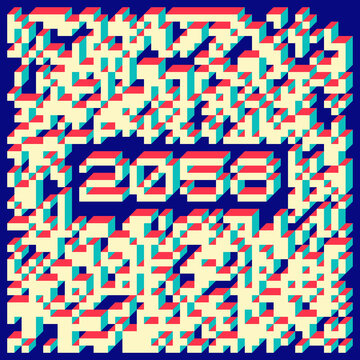 2058 Implementation of Edward Zajec “Il Cubo” from 1971. Essentially a Truchet tile set of 8 tiles and rules for placement art illustration