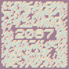 2087 Implementation of Edward Zajec “Il Cubo” from 1971. Essentially a Truchet tile set of 8 tiles and rules for placement art illustration