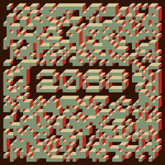 2088 Implementation of Edward Zajec “Il Cubo” from 1971. Essentially a Truchet tile set of 8 tiles and rules for placement art illustration
