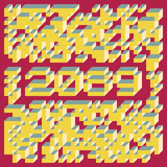 2089 Implementation of Edward Zajec “Il Cubo” from 1971. Essentially a Truchet tile set of 8 tiles and rules for placement art illustration