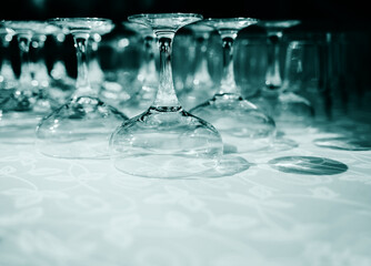 Rows of empty glasses