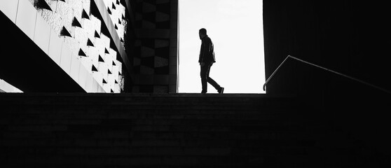 silhouette of a walking man