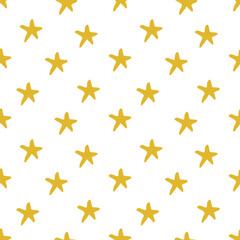 Cute yellow stars seamless pattern. Galaxy vector illustration.