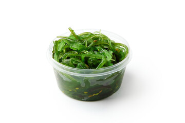 Chukka salad of Japanese seaweeds in plastic container