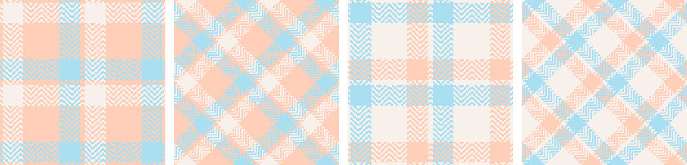 Check plaid seamless pattern set.