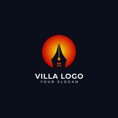 Luxury Villa Real Estate Logo Staycation Vacation Template Premium Vector