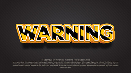 Warning 3d style editable text effect 
