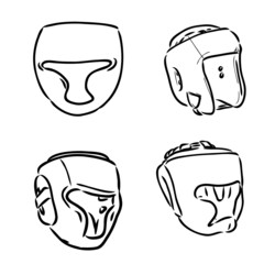 Boxer Helmet sketch icon vector. Hand drawn blue doodle line art Boxer Helmet sign. isolated symbol illustration