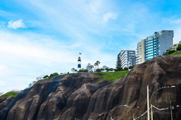 La Marina Lighthouse in Lima, Peru.