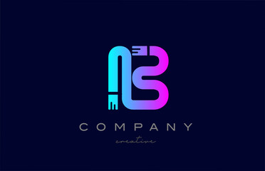 B pink and blue alphabet letter logo icon design. Creative template suitable for a company or business