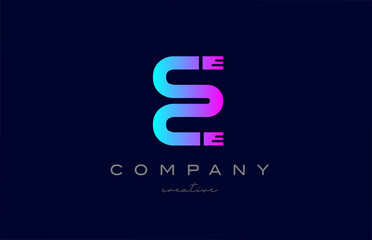 E pink and blue alphabet letter logo icon design. Creative template suitable for a company or business