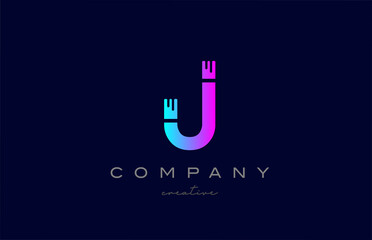 J pink and blue alphabet letter logo icon design. Creative template suitable for a company or business