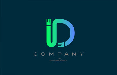 D green alphabet letter logo icon design. Creative template for a company or business