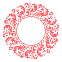 Decorative frame Elegant vector element for design in Eastern style, place for text. Floral pink and white border. Lace illustration for invitations and greeting cards