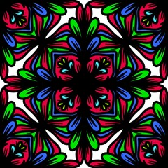 Seamless pattern flower with mandala, vintage decorative elements, vintage decorative elements illustration, Ethnic mandala with colorful tribal ornaments,colorful flower pattern