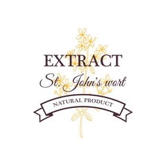 Hand drawn vintage St. John’s Wort extract design isolated on white. Vector illustration in sketch style