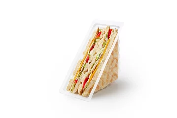 Zelfklevend Fotobehang Sandwiches with ham and cheese with pitas in container © dimaris