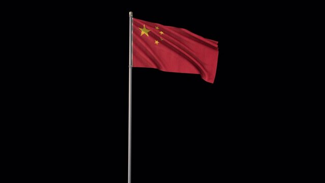 China flag, 4k video background is transparent