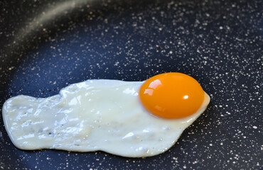 Photo of a sunny side up egg cooked on a pan
