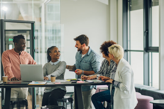 Multiracial business team having a meeting in an office