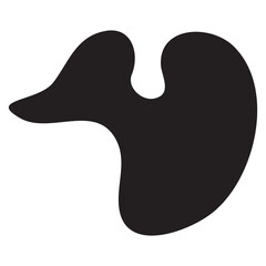 Black liquid shape frame.Organic shape. Irregular stain.Liquid abstract figure.Graphic element, smooth shapes.Vector flat illustration.Isolated on white background.