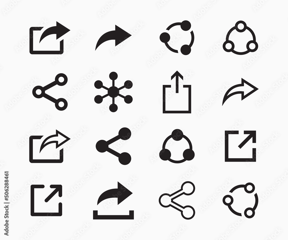 Aufkleber share icon set vector. share icon collections. share button set
