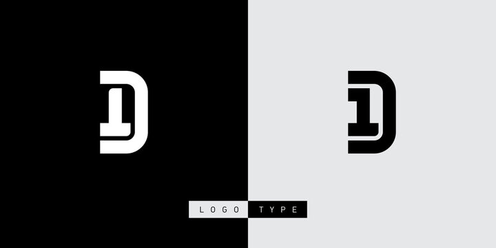 Letter D and number 1 logo. D1 or 1D  logotype. Vector design element or icon.