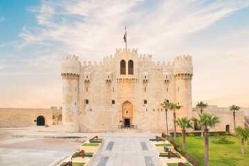 Fototapeta na wymiar View of the Citadel of Qaitbay in Alexandria, Egypt