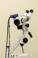 Colposcope in the gynecologist's office. Videocolposcopy of the cervix in the clinic. Optical...