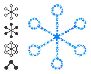 Mosaic net links icon designed for winter, New Year, Christmas. Net links icon mosaic is formed with light blue snow icons. Some similar icons are added.