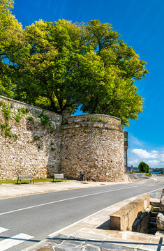 Old defensive walls of A Coruna in Galicia, Spain