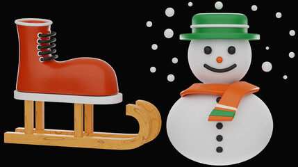 Premium Christmas 3d rendering icon on white isolated background