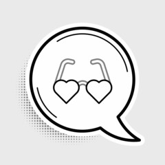 Line Heart shaped love glasses icon isolated on grey background. Suitable for Valentine day card design. Colorful outline concept. Vector