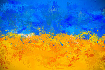 Obraz na płótnie Canvas Flag of Ukraine from paint strokes.