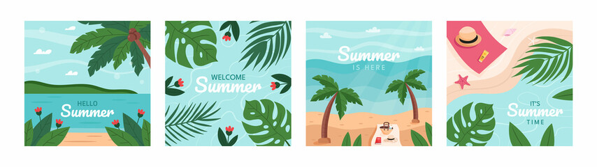 Summer templates set for social media