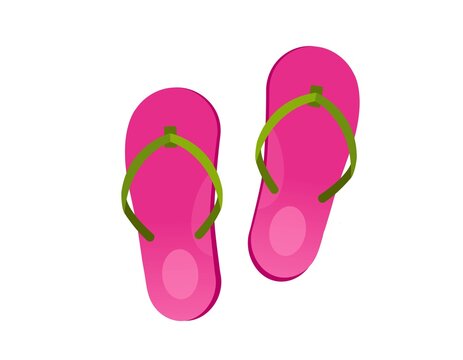 Pink Flip-flops, summer footwear isolated on a white background. Vector illustration in flat style