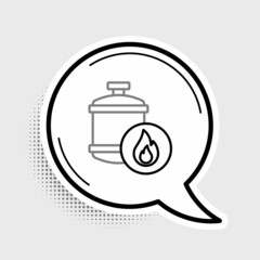 Fototapeta premium Line Propane gas tank icon isolated on grey background. Flammable gas tank icon. Colorful outline concept. Vector