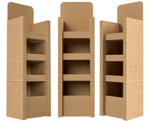 3D rendering - High resolution image Floor Display Box isolated on white background, high quality details of cardboard
