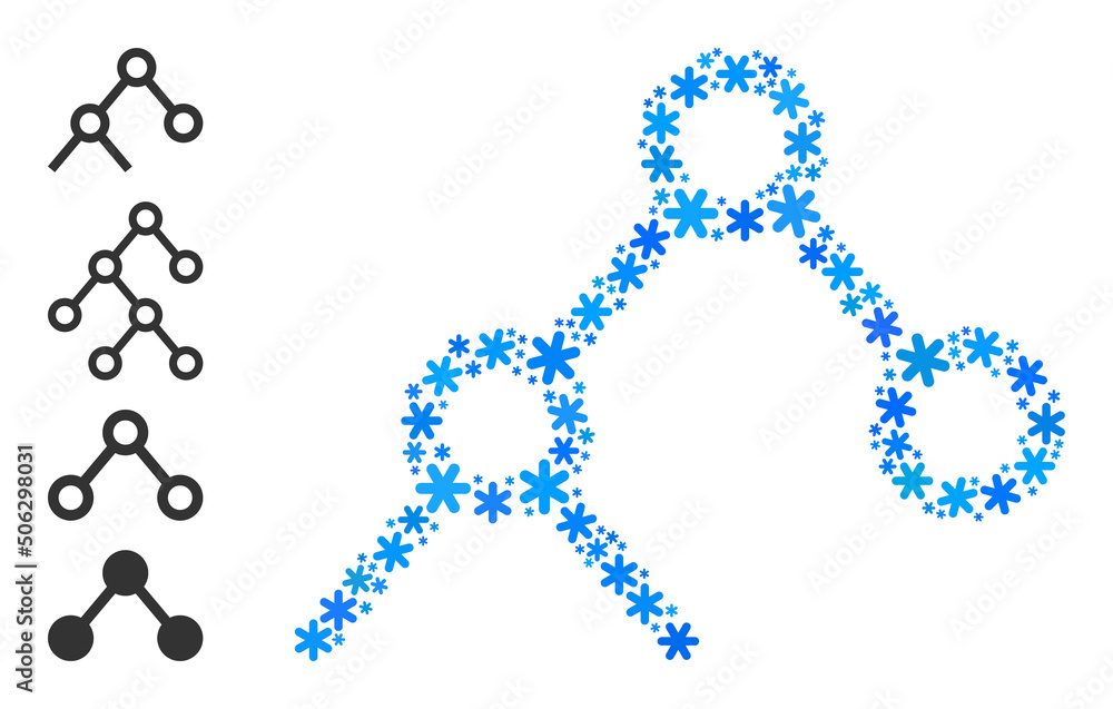 Poster mosaic binary links icon is combined for winter, new year, christmas. binary links icon mosaic is fo