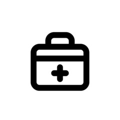 This First Aid Box icon is in Line style. Medical bag symbol isolated on white background. Vector EPS 10