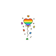 Rainbow heart shaped balloon - color line icon. Symbol of LGBT & LGBTQ love, gays and lesbians, sexual minorities support. Pride month celebration, Valentine's day vector illustration.