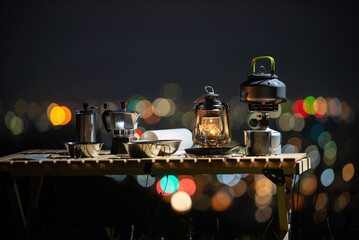 夜景とランタン