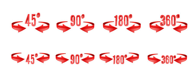 3D curve arrows and rotation angle degrees sing.