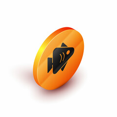 Isometric Fish icon isolated on white background. Orange circle button. Vector