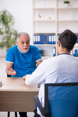 Old male patient visiting young male doctor