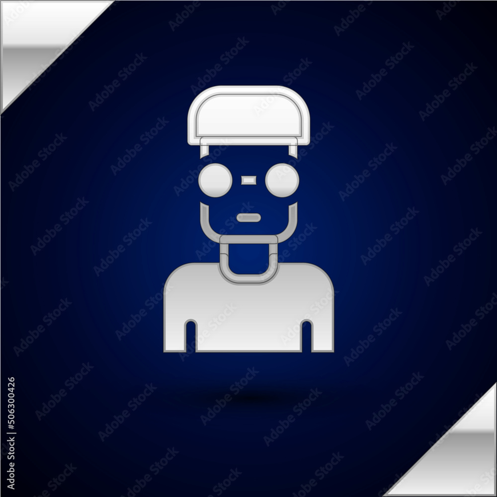 Aufkleber silver nerd geek icon isolated on dark blue background. vector