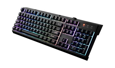 gaming keyboard with backlight isolated on a white background